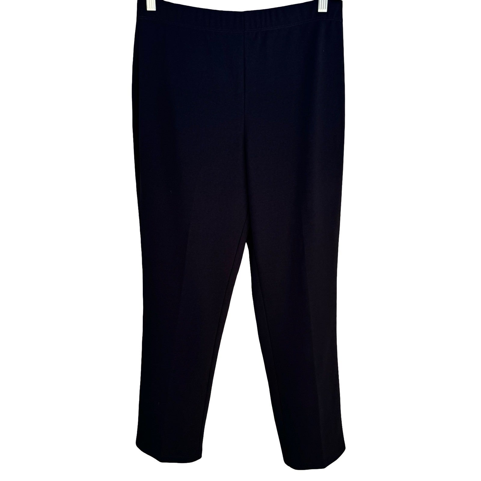 Susan Graver Liquid Knit Black Straight Leg Pull On Pants Womens M Minimalist