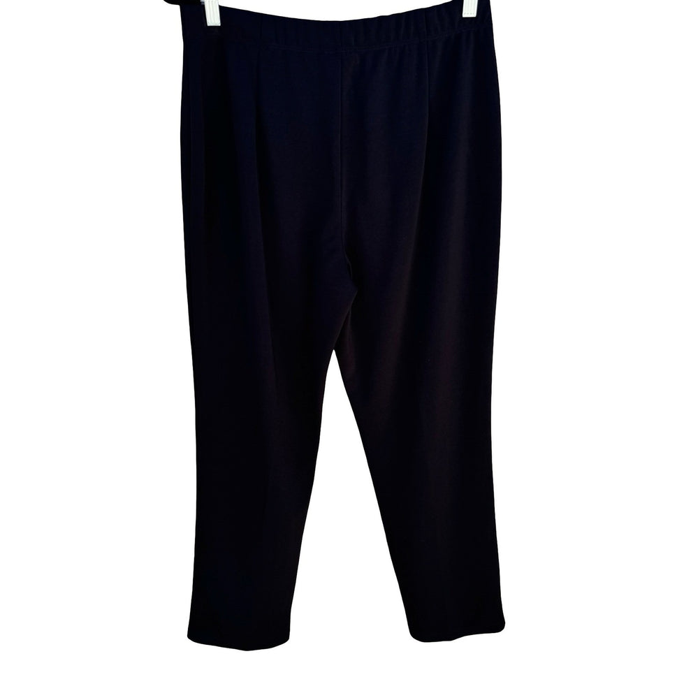 Susan Graver Liquid Knit Black Straight Leg Pull On Pants Womens M Minimalist