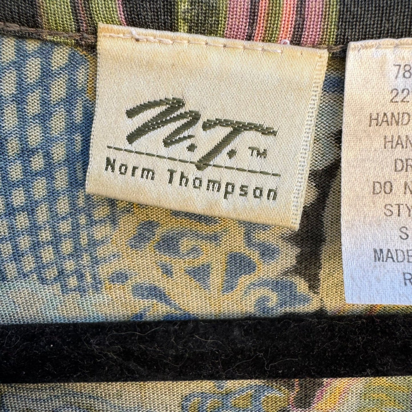 Norm Thompson Vintage Silk Cotton Chinoiserie Dragon Peacock Artsy Boho Blouse L