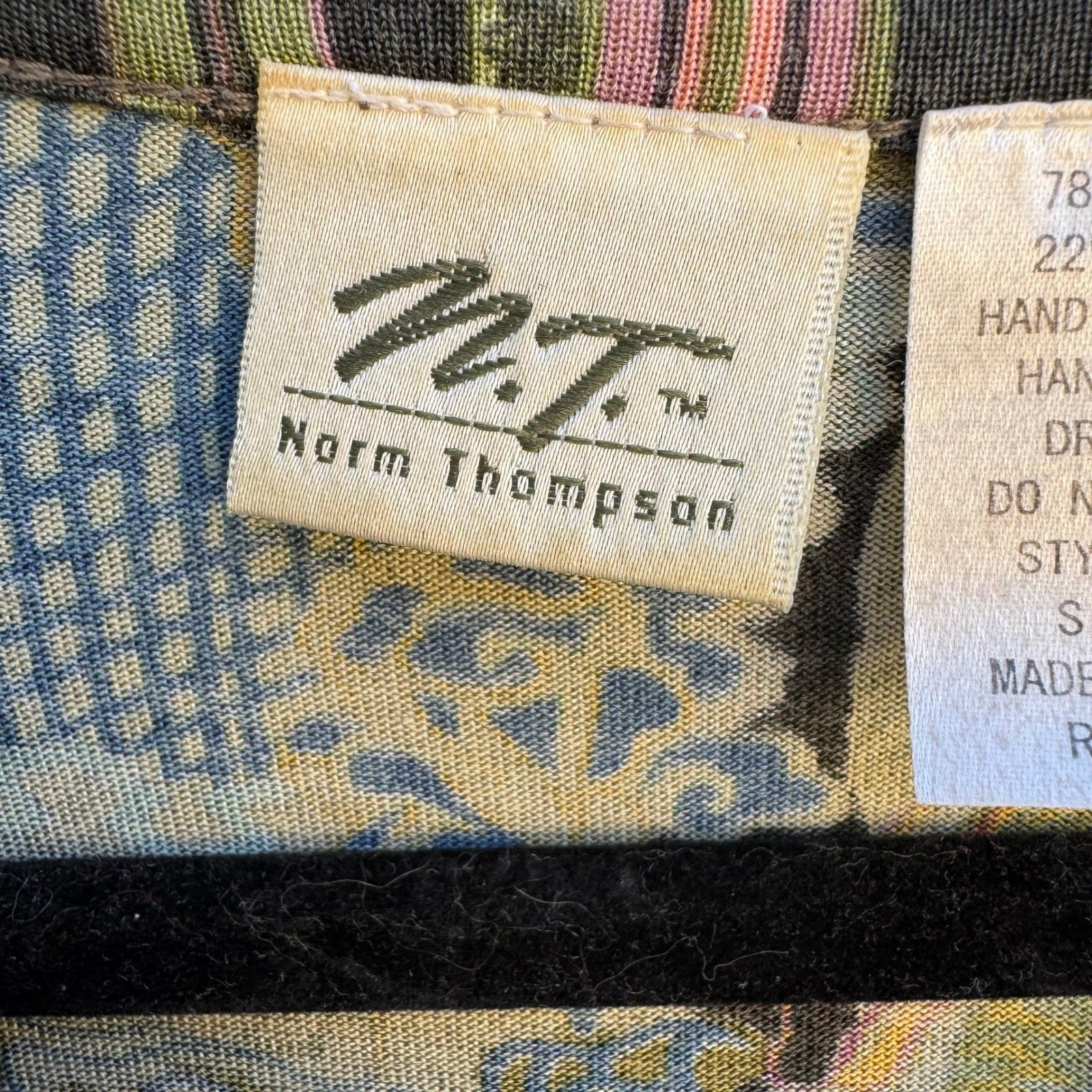 Norm Thompson Vintage Silk Cotton Chinoiserie Dragon Peacock Artsy Boho Blouse L