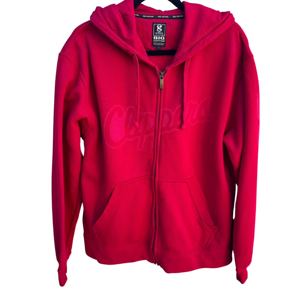 Los Angeles Clippers Gear For Sports Big Cotton Hoodie Red Zip-Up Sweatshirt L