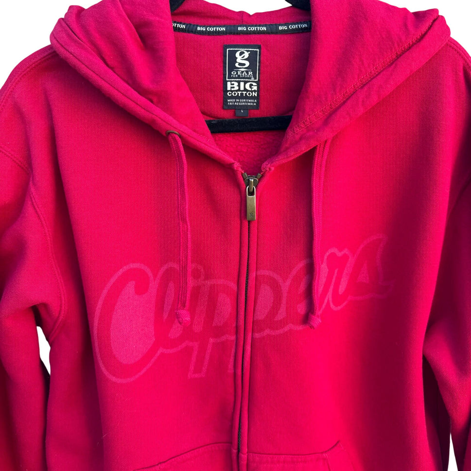 Los Angeles Clippers Gear For Sports Big Cotton Hoodie Red Zip-Up Sweatshirt L