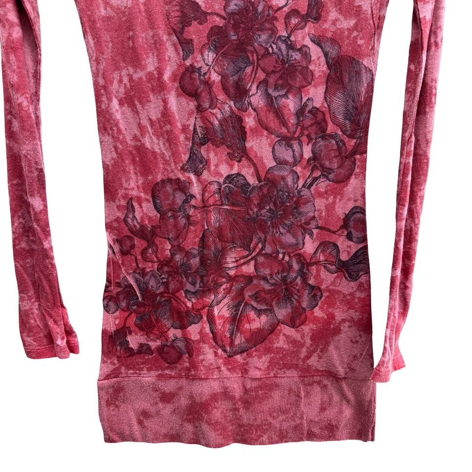 Velvet Burnout Y2K 90s Acid Wash Floral Fairygrunge Boho Grungecore Tunic Top S