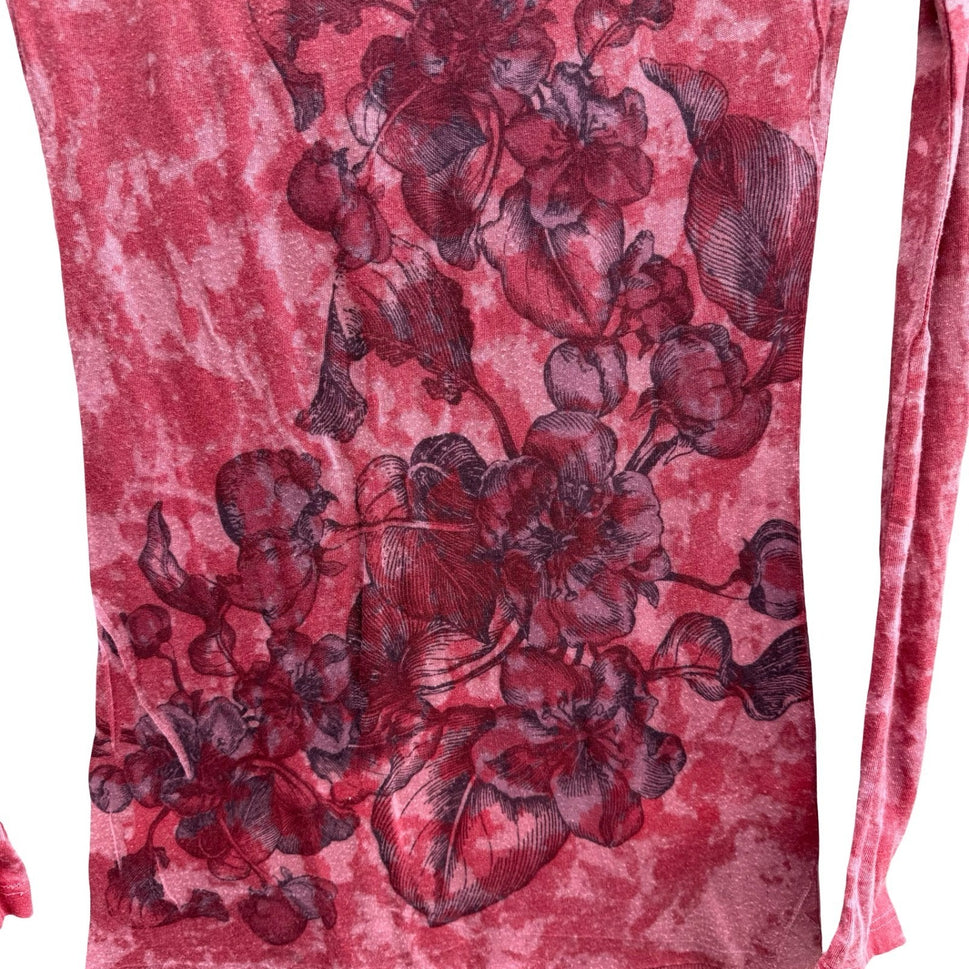Velvet Burnout Y2K 90s Acid Wash Floral Fairygrunge Boho Grungecore Tunic Top S