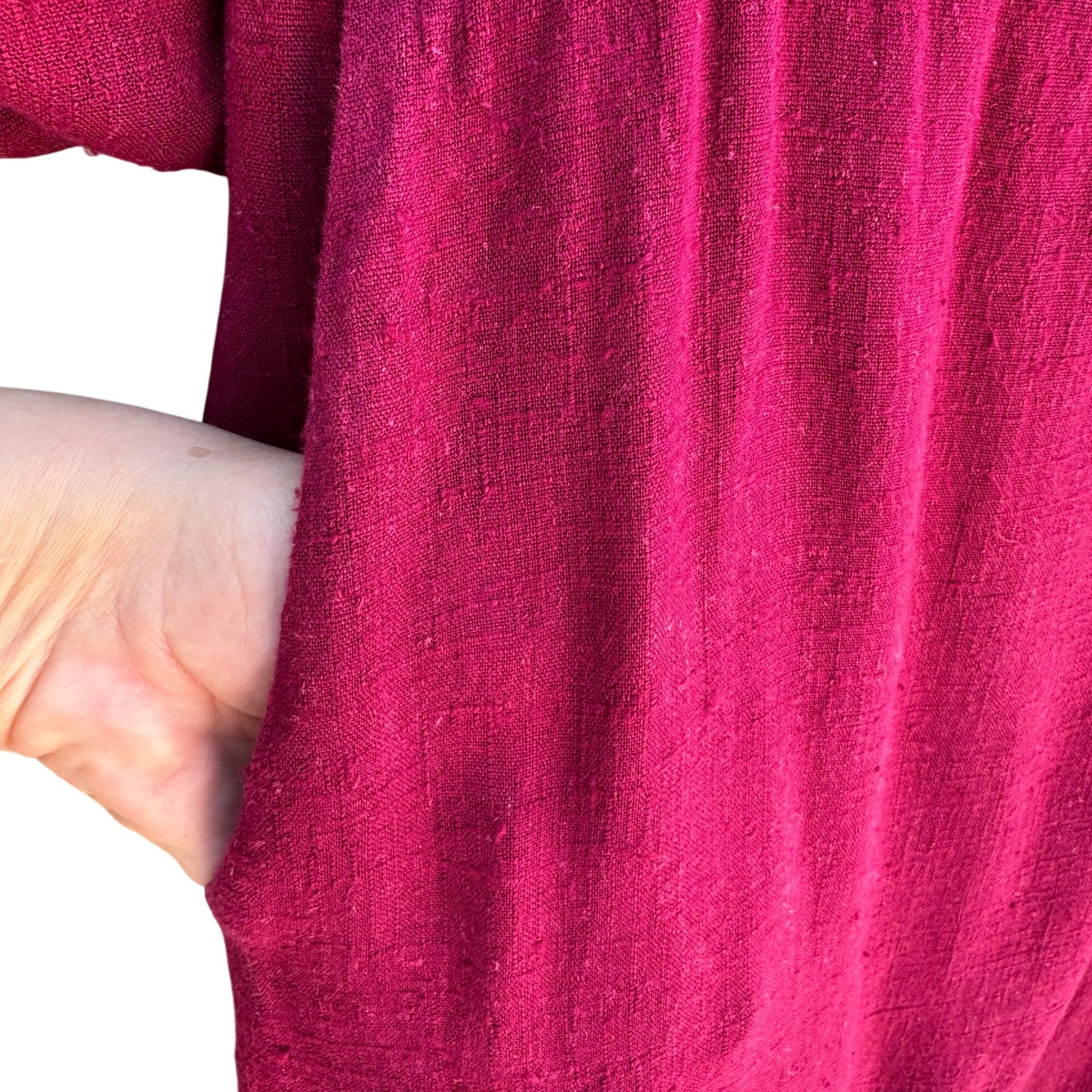 Carol Anderson California Vintage Linen Look 3/4 Sleeve Boat Neck Midi Dress L