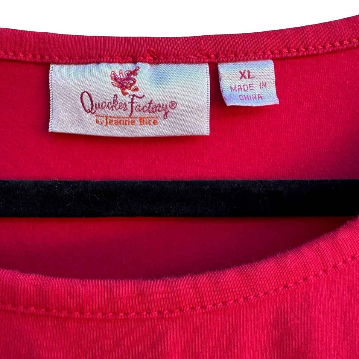 Quacker Factory Coquette Romantic Crochet Lace Pearl Embellished Blouse Red XL