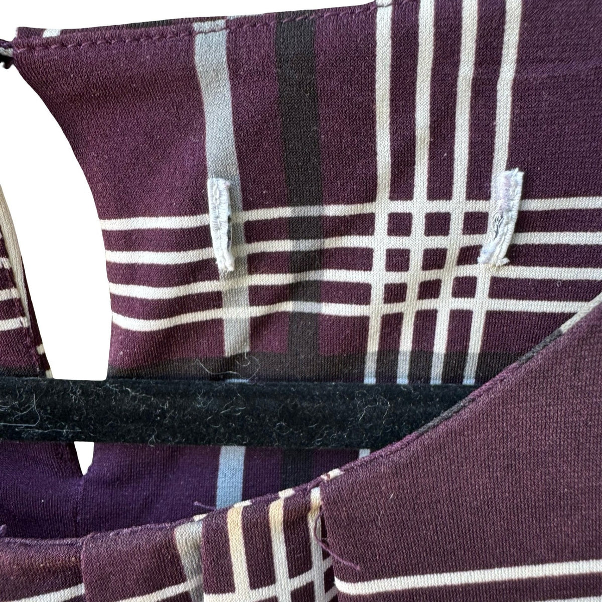 Calvin Klein Preppy Plaid Minimalist Pleated Neck Sleeveless Blouse Purple M