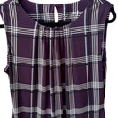 Switch Calvin Klein Preppy Plaid Minimalist Pleated Neck Sleeveless Blouse Purple M 3 image