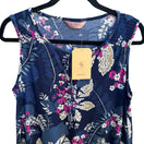 Switch SJS Feminine Boho Flowy Tropical Floral Sleeveless Navy Smocked Blouse L NEW 3 image