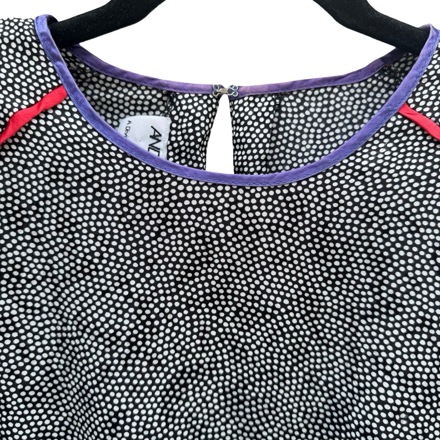 Andrea Gayle Petites Vintage 80s Polka Dot Blouse Black Blouson Dolman Sleeve 6