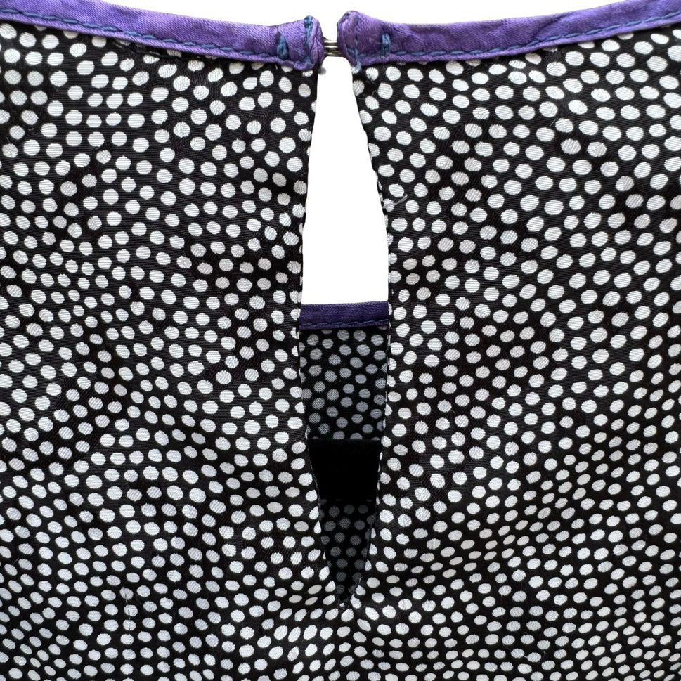 Andrea Gayle Petites Vintage 80s Polka Dot Blouse Black Blouson Dolman Sleeve 6
