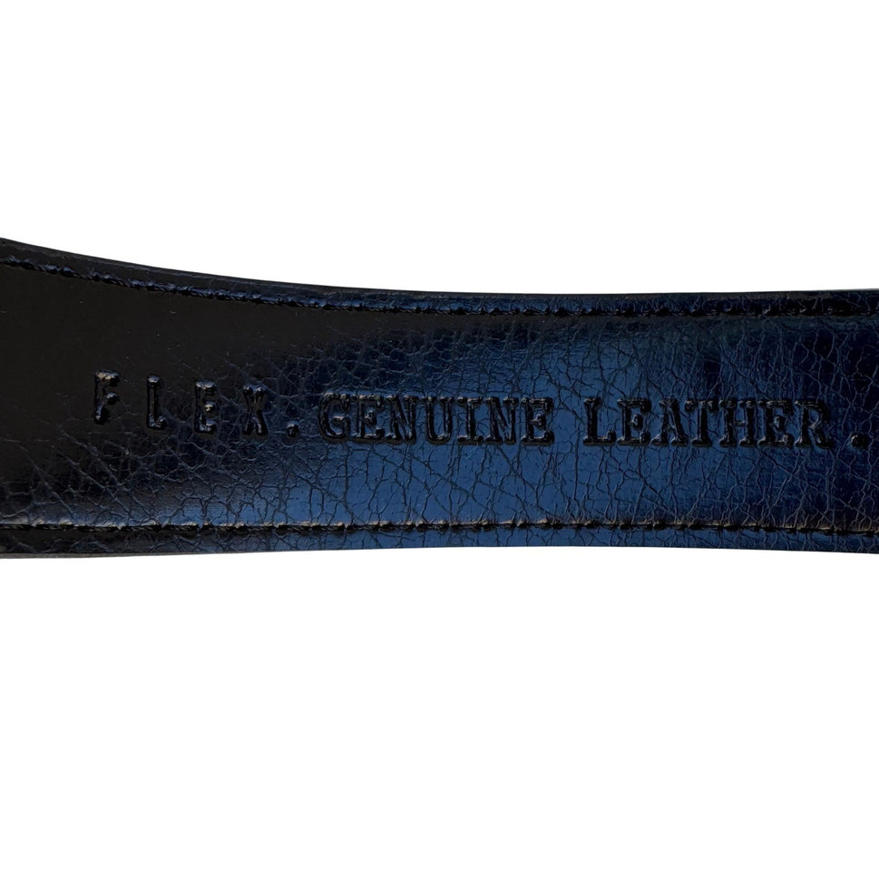 Flex Mens Vintage Ratchet Belt Dark Brown Genuine Leather Gold Buckle Made USA