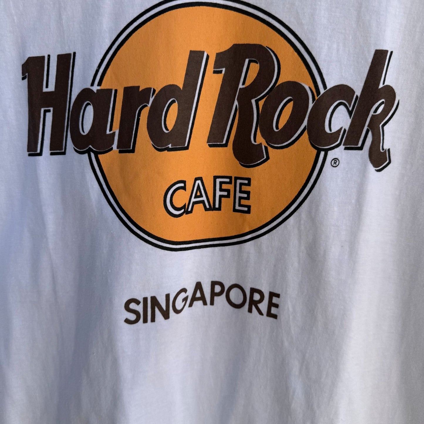 Hard Rock Cafe Singapore Vintage White Unisex Asics Short Sleeve Shirt New L