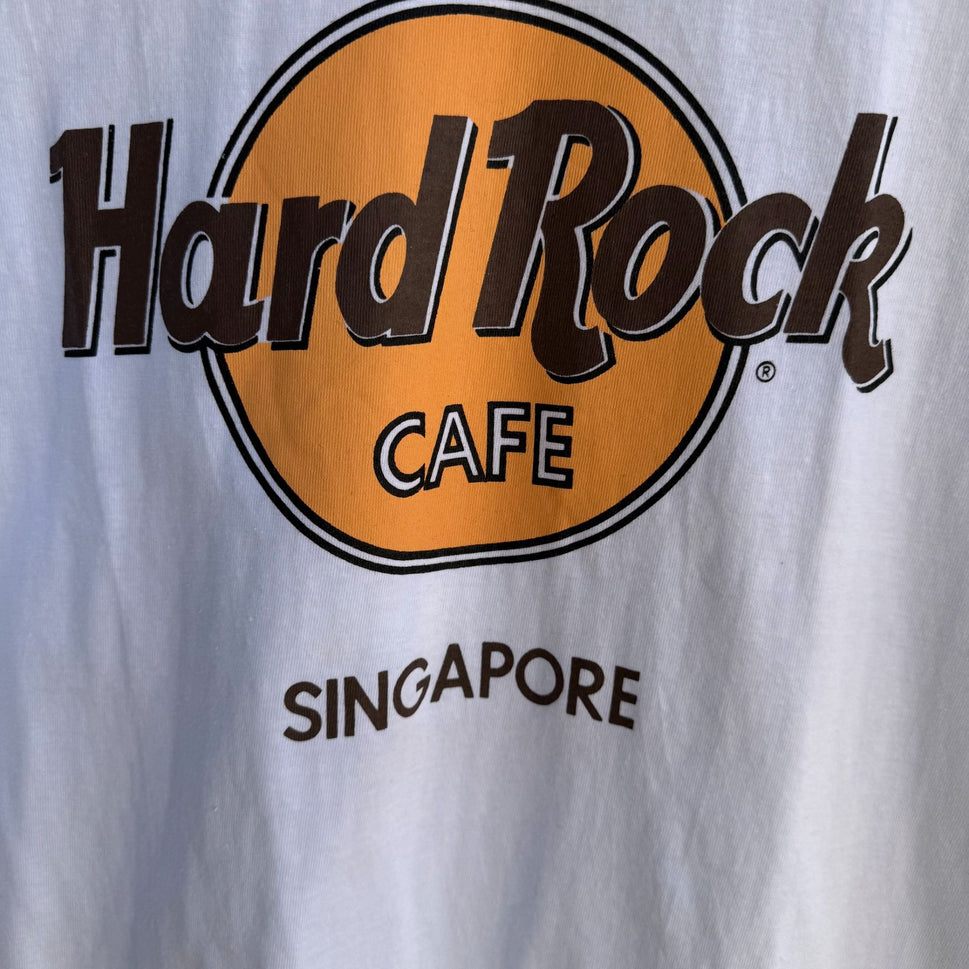 Hard Rock Cafe Singapore Vintage White Unisex Asics Short Sleeve Shirt New L