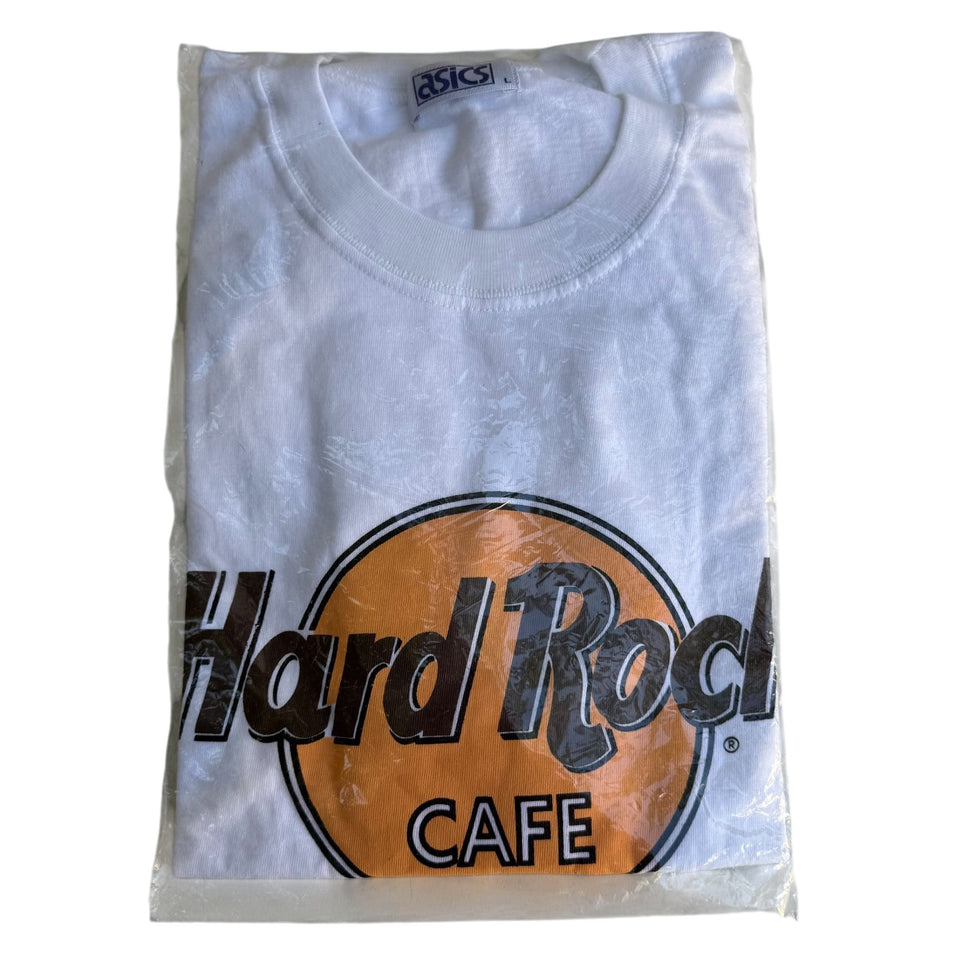 Hard Rock Cafe Singapore Vintage White Unisex Asics Short Sleeve Shirt New L