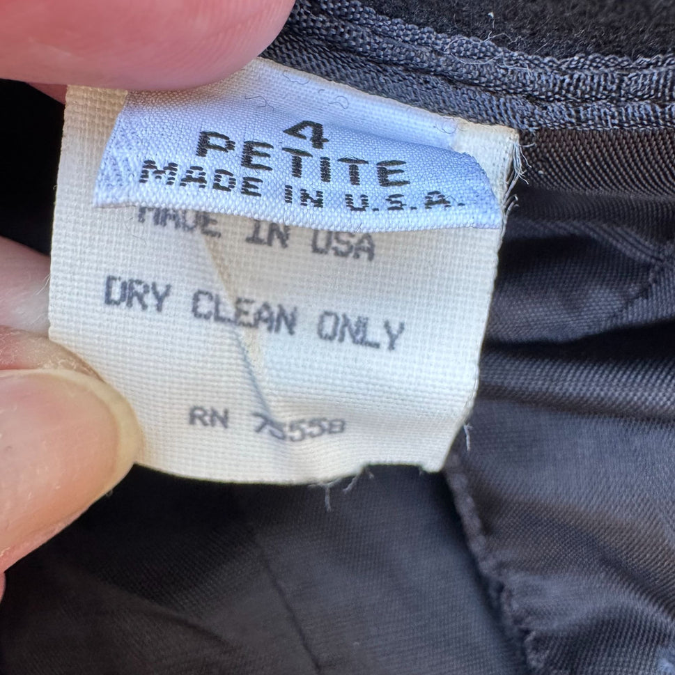 Vintage Womens Black 4P Preppy Minimalist Mid-Length Pleated Lined Skirt Pockets