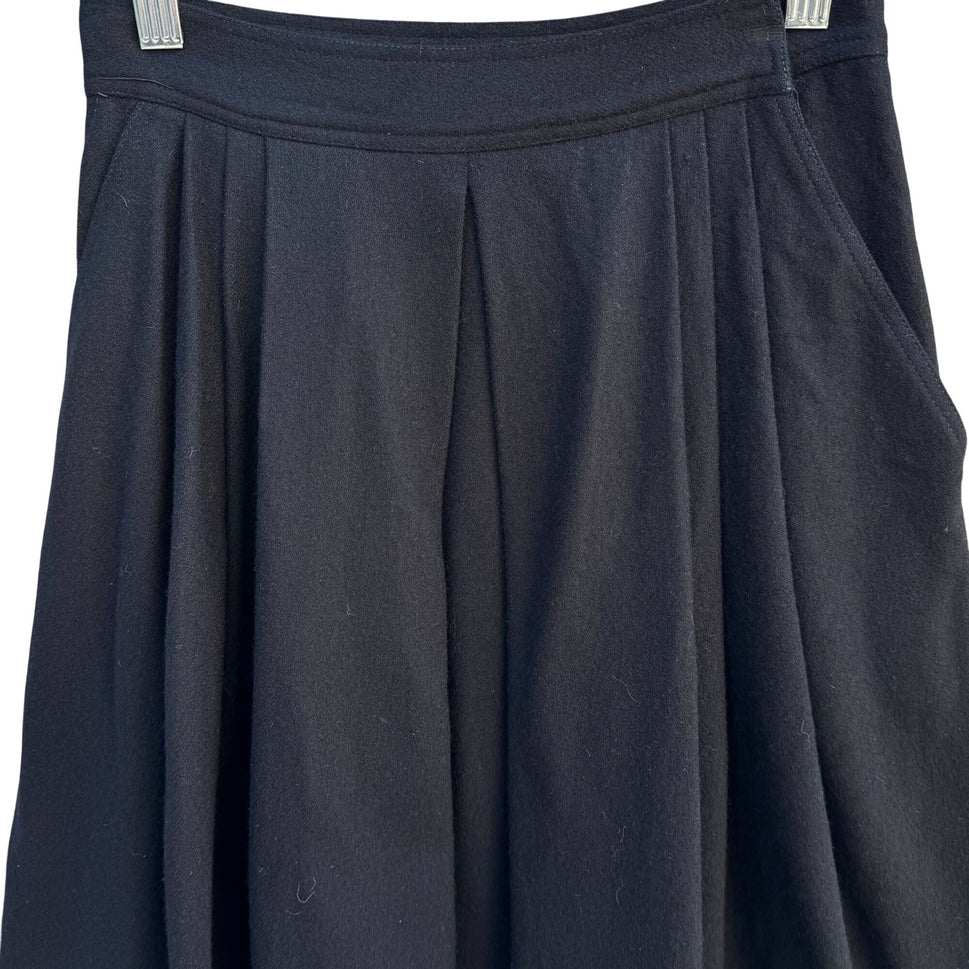 Vintage Womens Black 4P Preppy Minimalist Mid-Length Pleated Lined Skirt Pockets