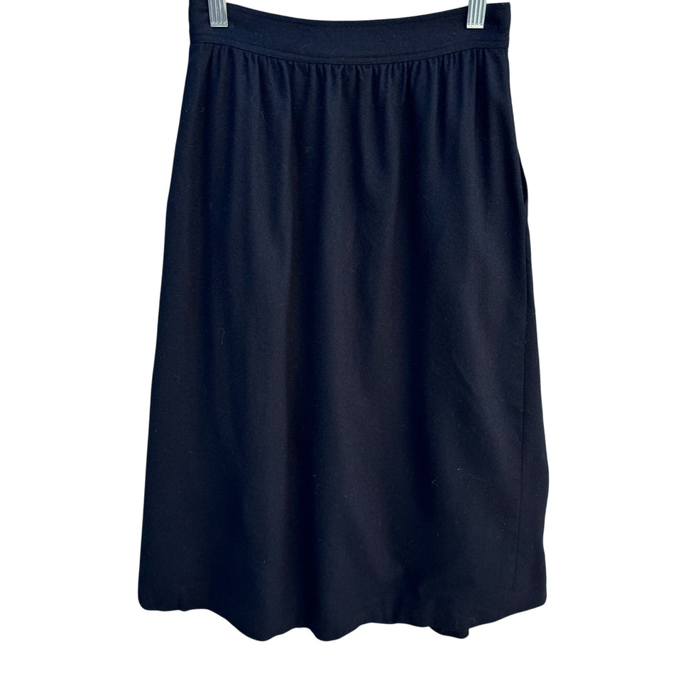 Vintage Womens Black 4P Preppy Minimalist Mid-Length Pleated Lined Skirt Pockets