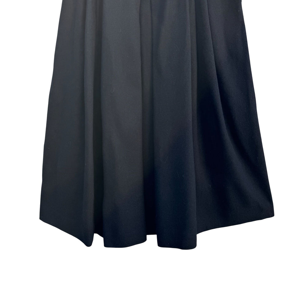 Vintage Womens Black 4P Preppy Minimalist Mid-Length Pleated Lined Skirt Pockets