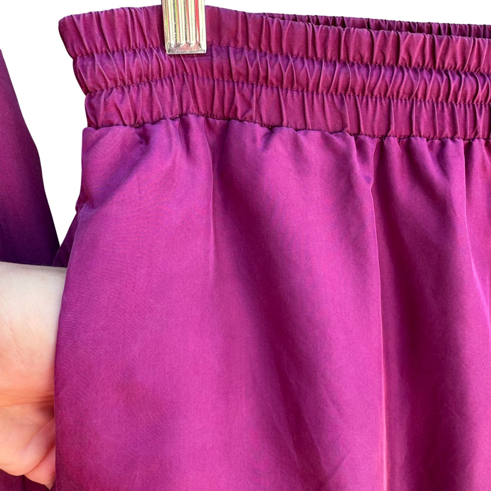 Rhoda Lynne Vintage Magenta Silk Embroidered Oversized Elastic Waist Tracksuit M