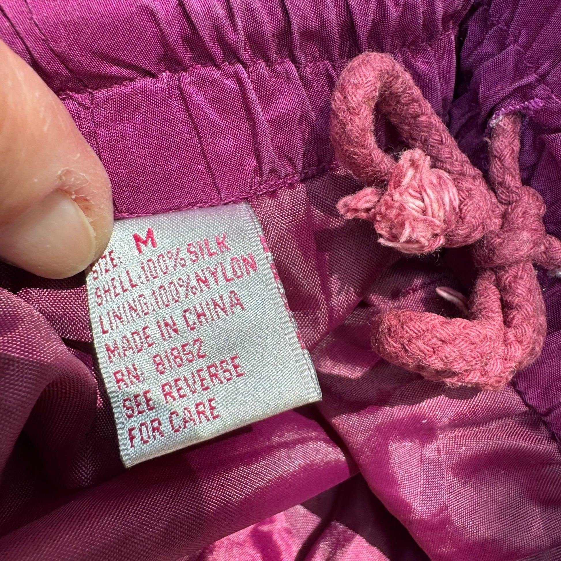 Rhoda Lynne Vintage Magenta Silk Embroidered Oversized Elastic Waist Tracksuit M