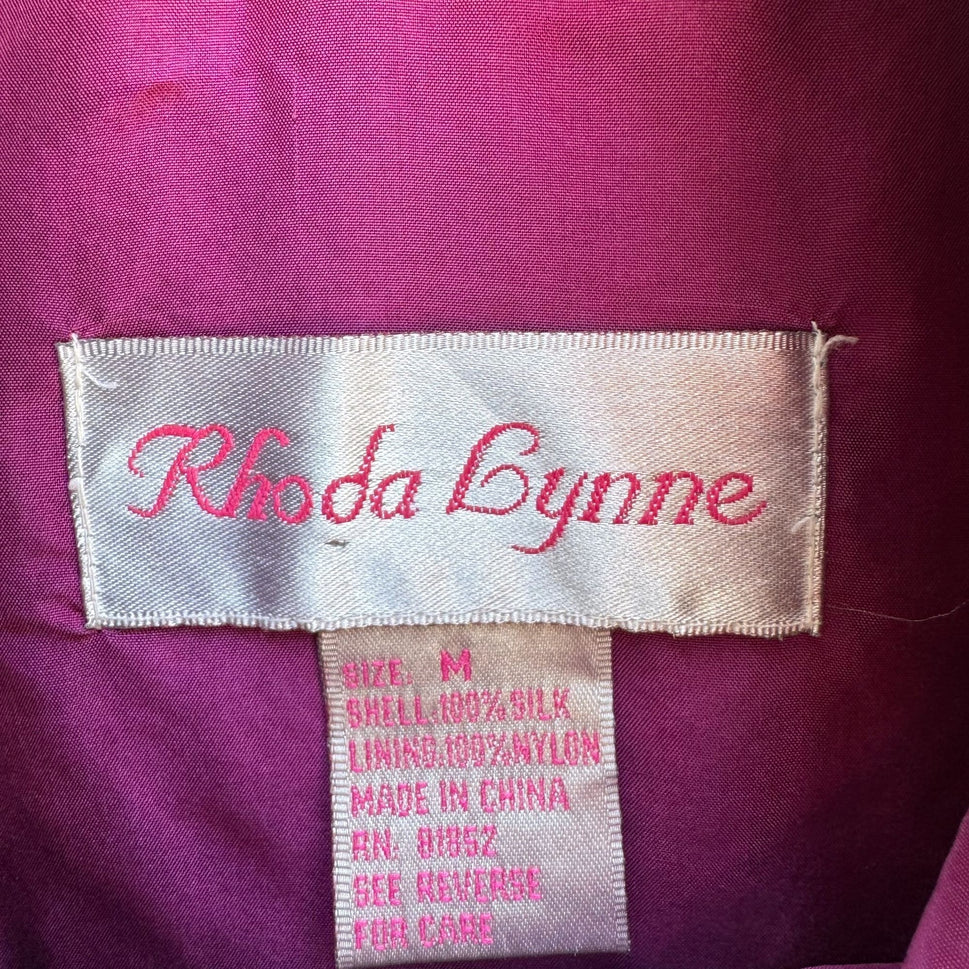 Rhoda Lynne Vintage Magenta Silk Embroidered Oversized Elastic Waist Tracksuit M