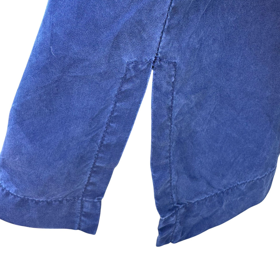 Jones & Co Vintage Womens Preppy Blue Silk Long Sleeve Button Down Shirt Small