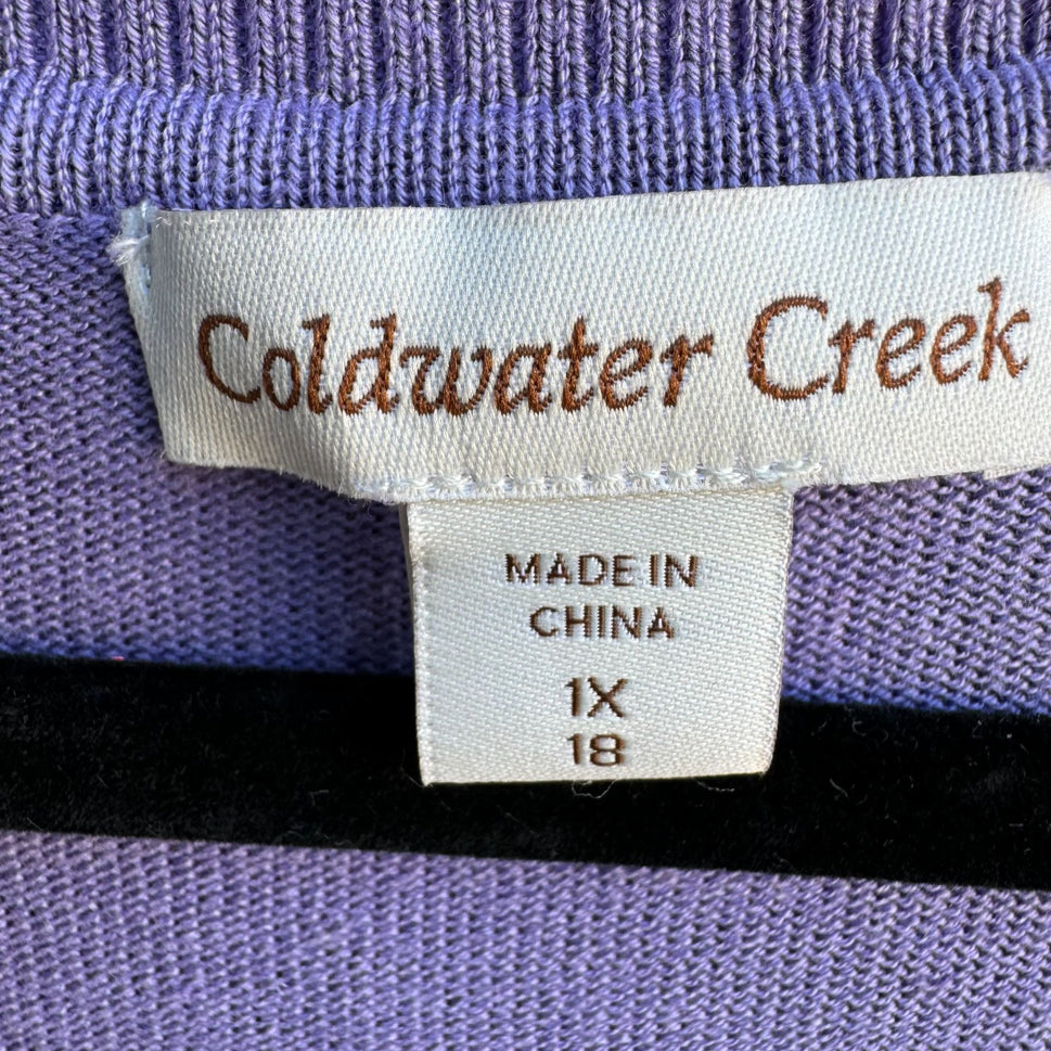 Coldwater Creek Womens Button Front Knit Silk Blend Lavender Cardigan Sweater 1X