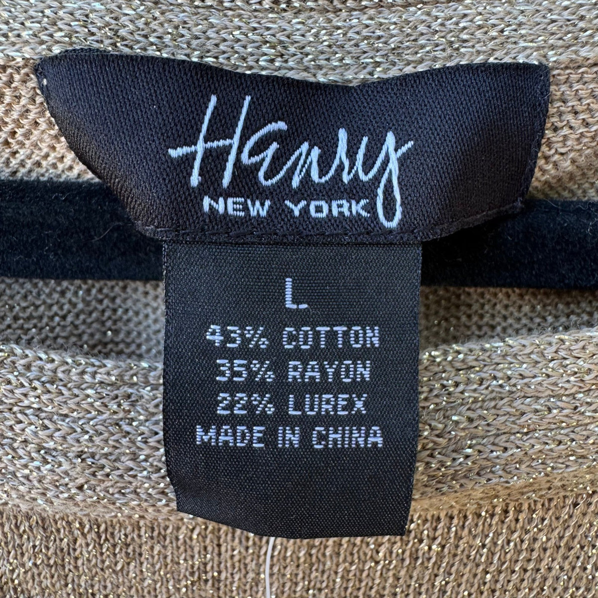 Henry New York Lurex Metallic Pointelle Festive Asymmetrical Tunic Gold L NEW