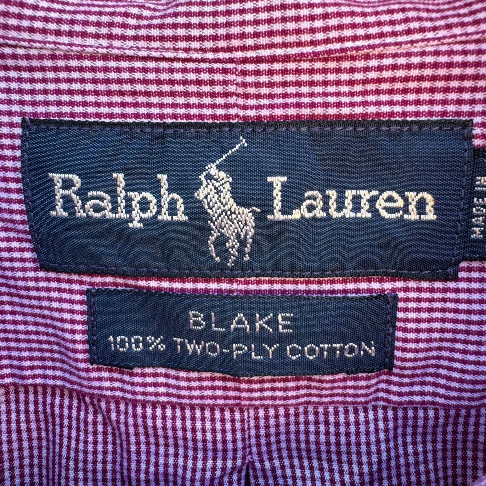 Ralph Lauren Blake Vintage 90s Preppy Ivy League Purple Gingham Shirt Mens XL