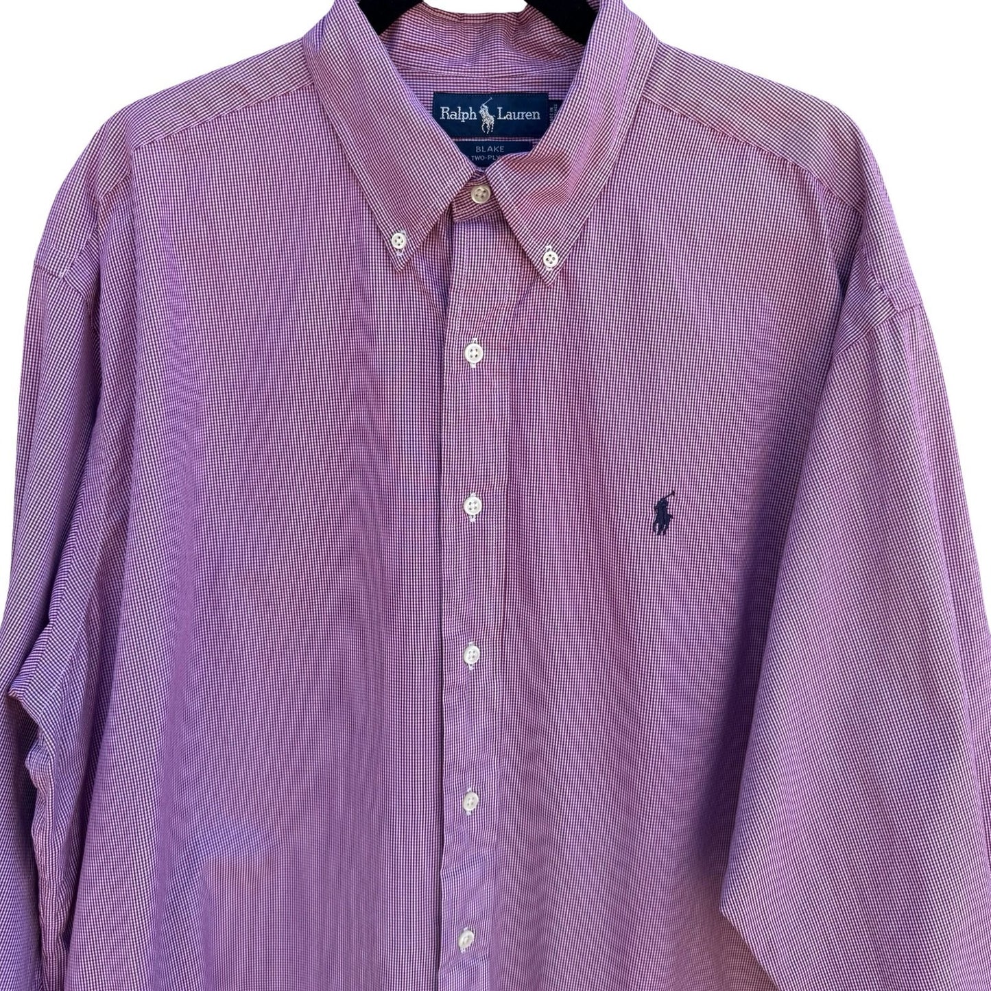 Ralph Lauren Blake Vintage 90s Preppy Ivy League Purple Gingham Shirt Mens XL