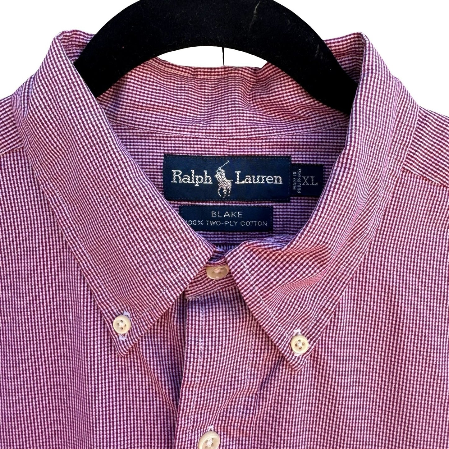 Ralph Lauren Blake Vintage 90s Preppy Ivy League Purple Gingham Shirt Mens XL