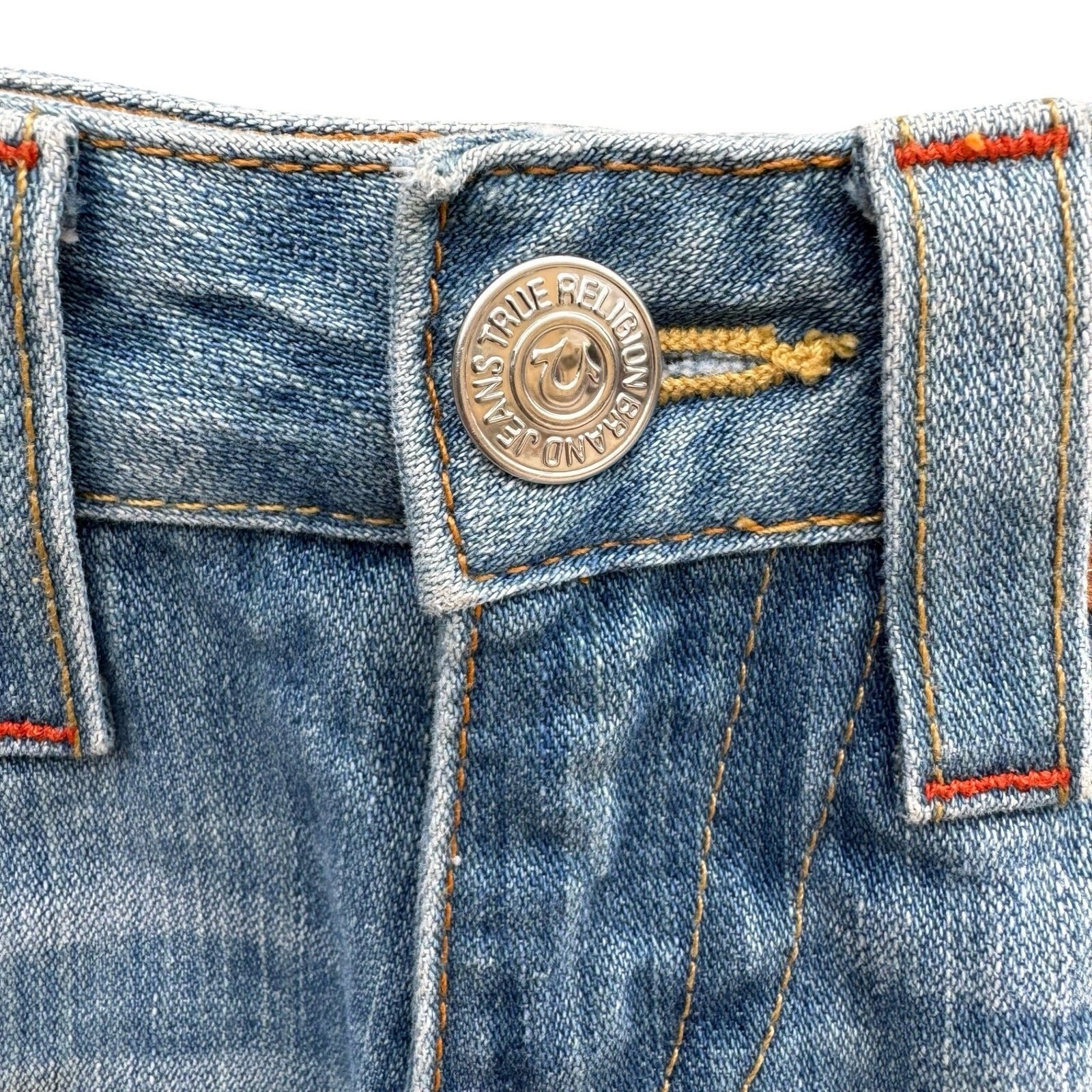 True Religion Joey Vintage Y2K Trashy Low Rise Denim Cut Off Shorts 26 Coachella