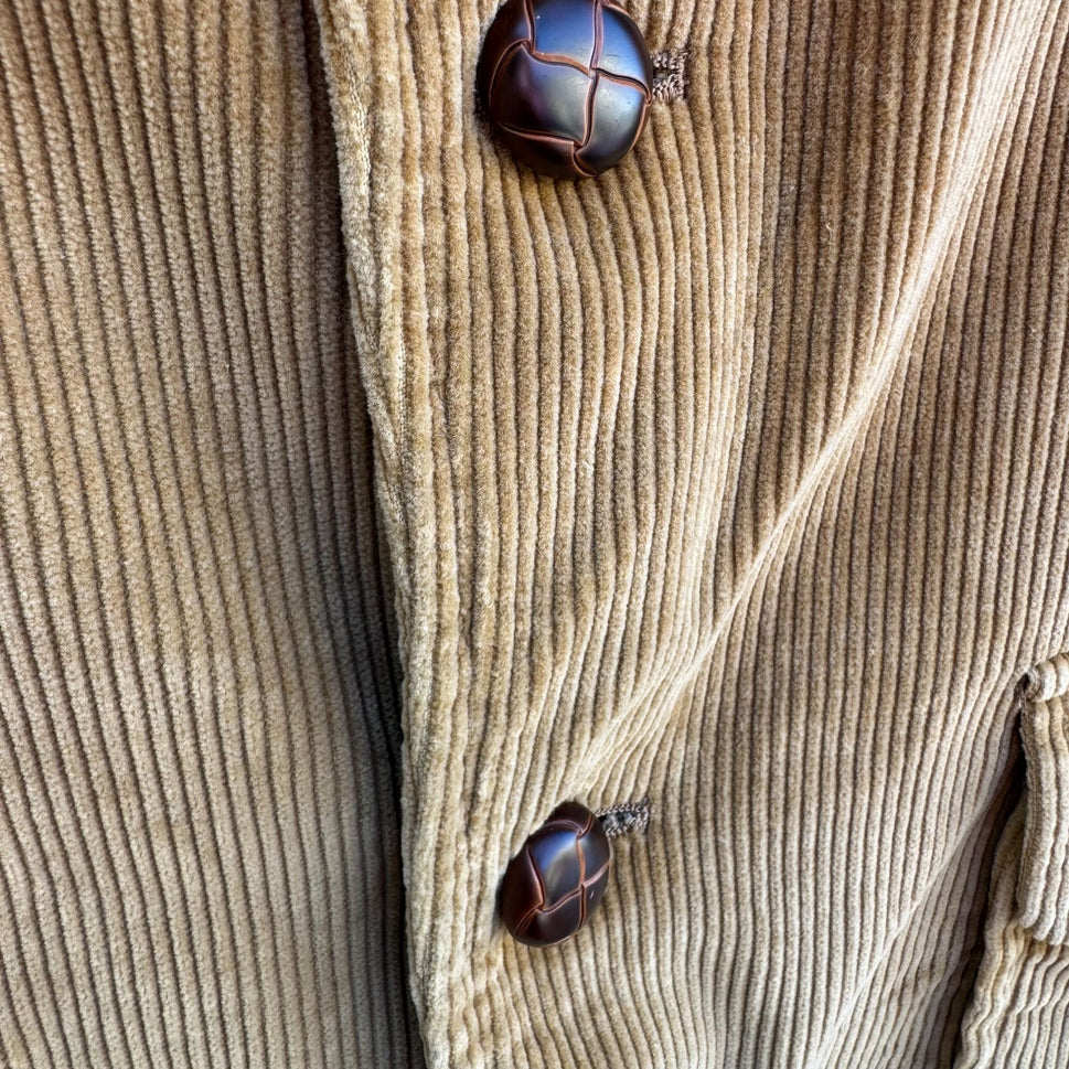 Cambridge Classics Mervyns Vintage Tan Corduroy Blazer Jacket 38R Leather Button