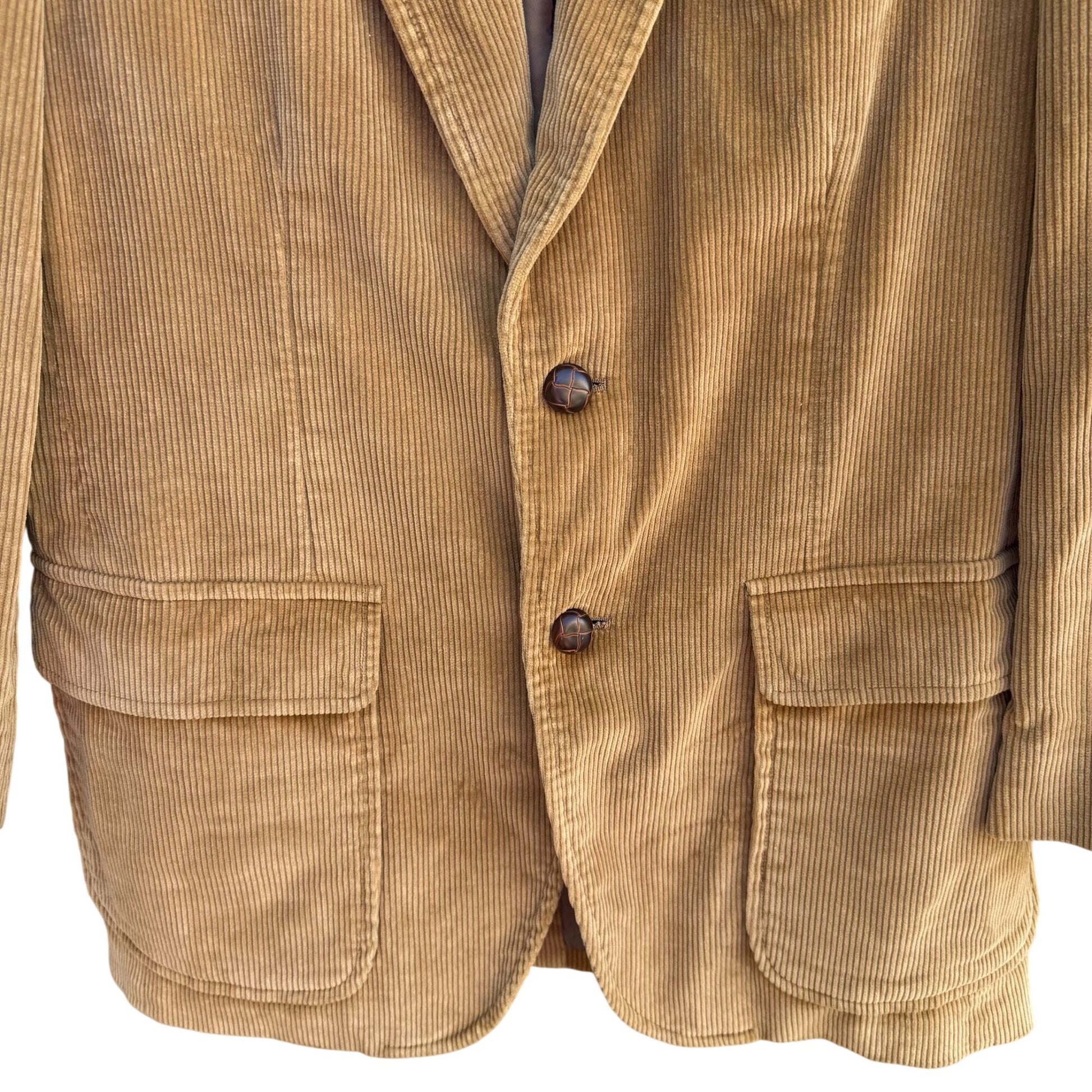 Cambridge Classics Mervyns Vintage Tan Corduroy Blazer Jacket 38R Leather Button