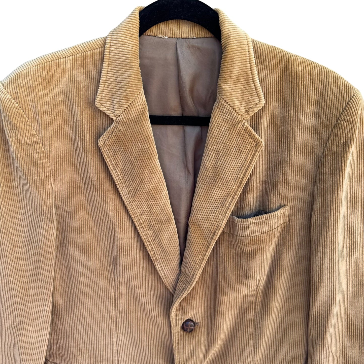 Cambridge Classics Mervyns Vintage Tan Corduroy Blazer Jacket 38R Leather Button
