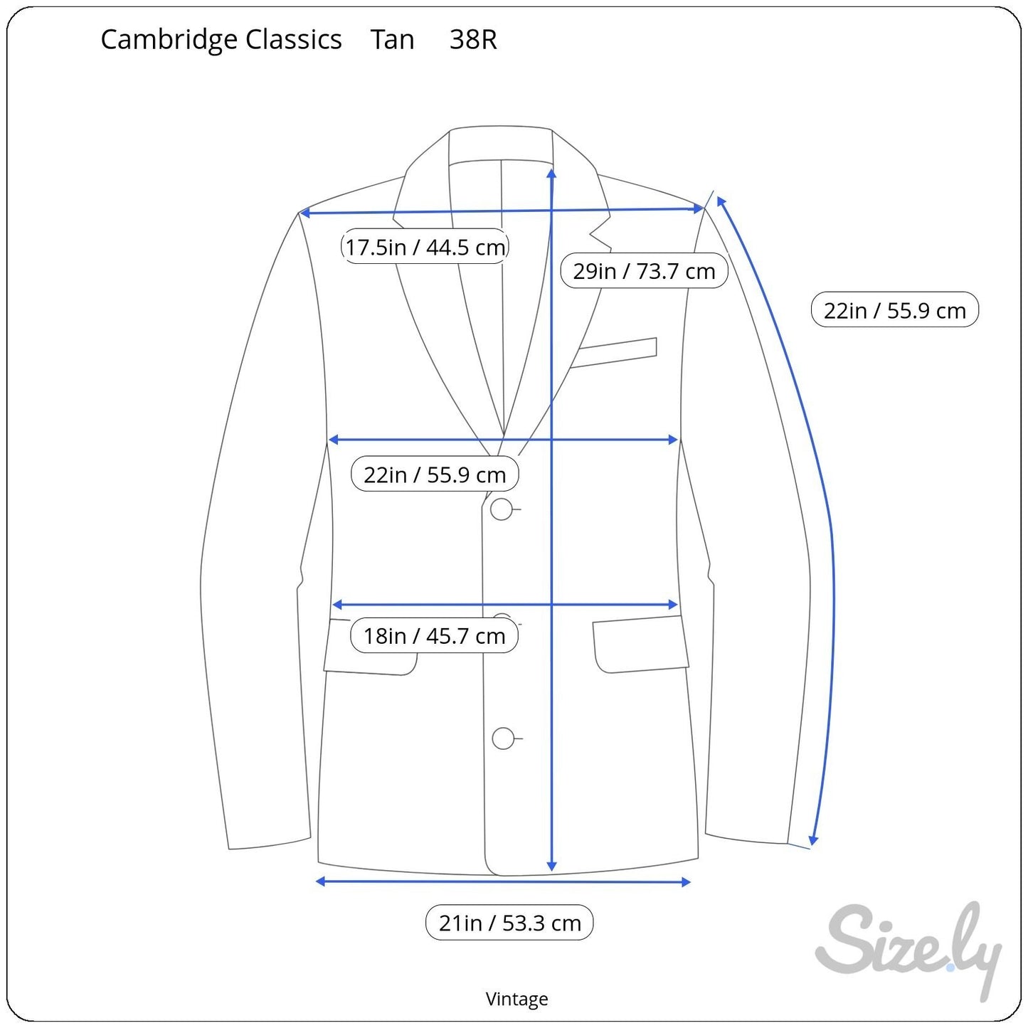 Cambridge Classics Mervyns Vintage Tan Corduroy Blazer Jacket 38R Leather Button