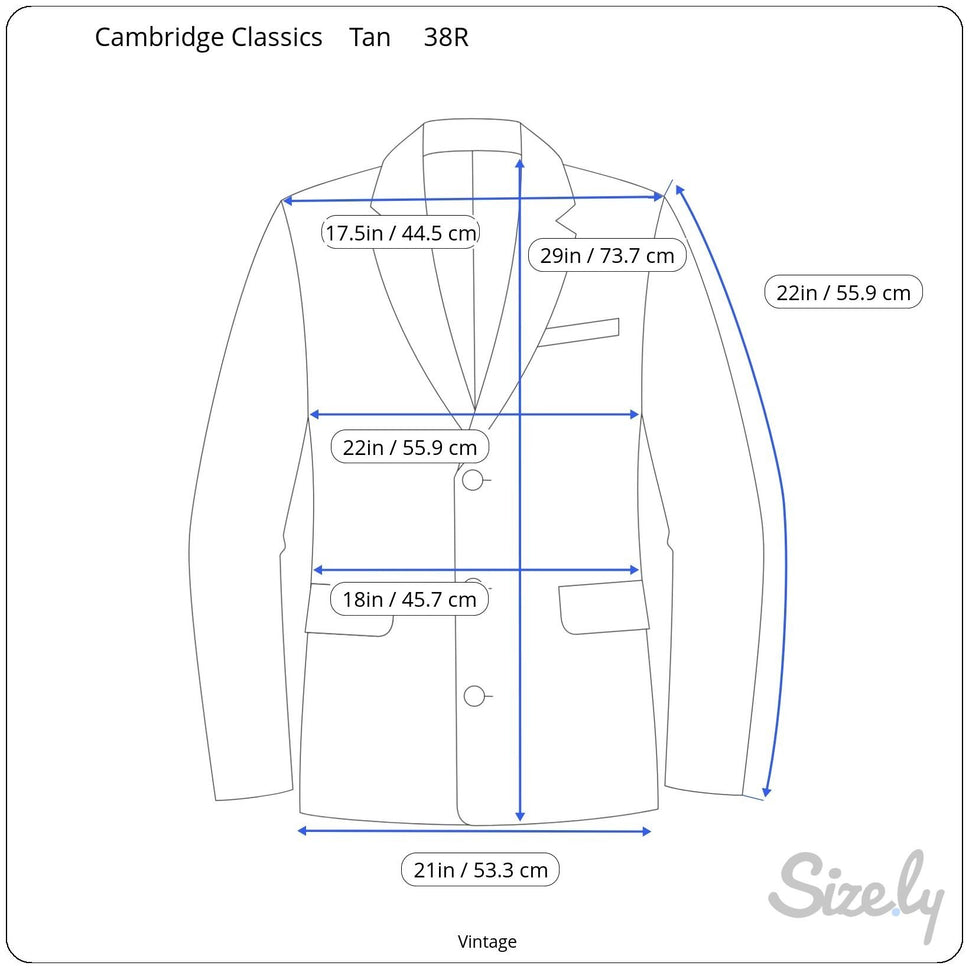 Cambridge Classics Mervyns Vintage Tan Corduroy Blazer Jacket 38R Leather Button