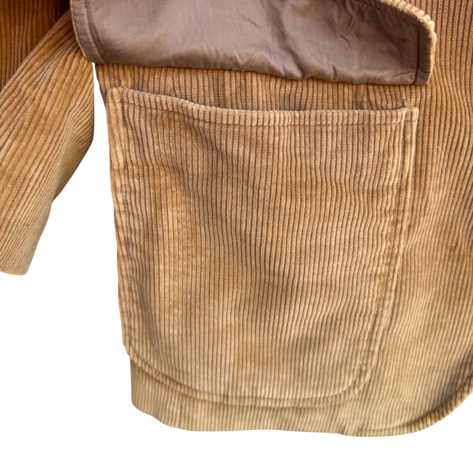 Cambridge Classics Mervyns Vintage Tan Corduroy Blazer Jacket 38R Leather Button