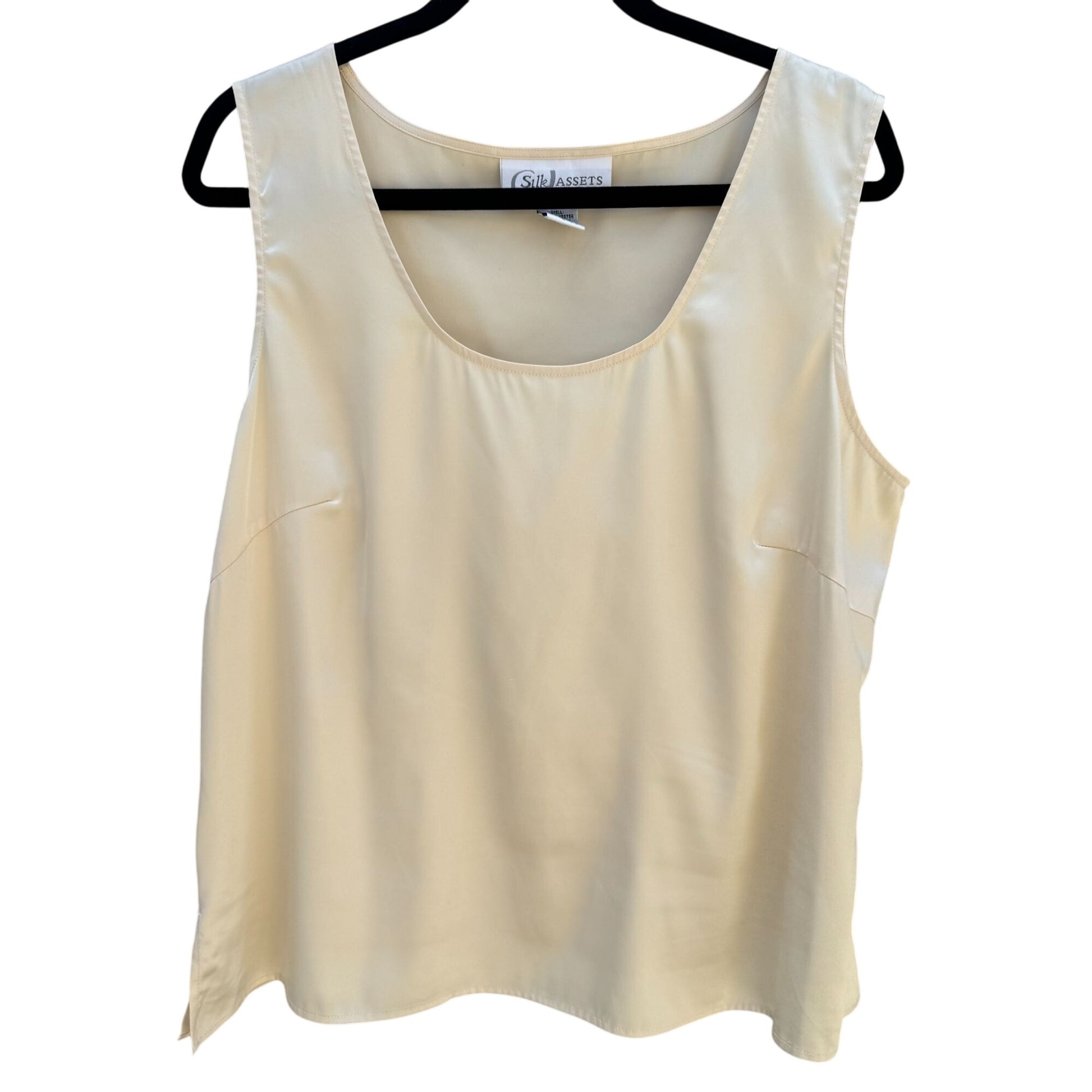 Silk Assets Diane Von Furstenberg Beige Sleeveless Scoop Neck Tank Top Blouse L