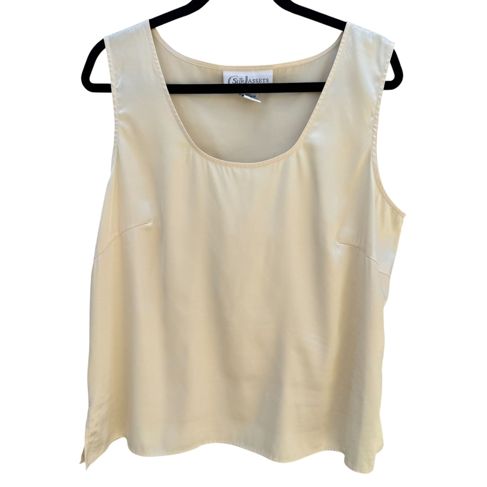 Silk Assets Diane Von Furstenberg Beige Sleeveless Scoop Neck Tank Top Blouse L