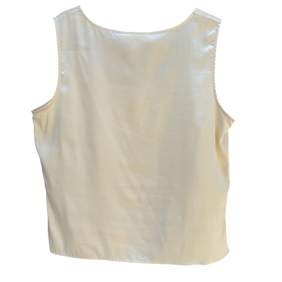 Silk Assets Diane Von Furstenberg Beige Sleeveless Scoop Neck Tank Top Blouse L
