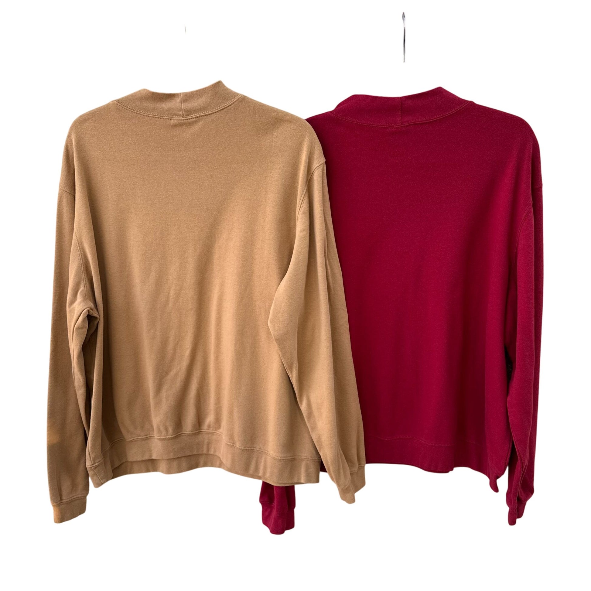 Scandia Woods Vintage Mens Long-Sleeve Mock Neck Shirts Set Of 2 Beige & Red XLG