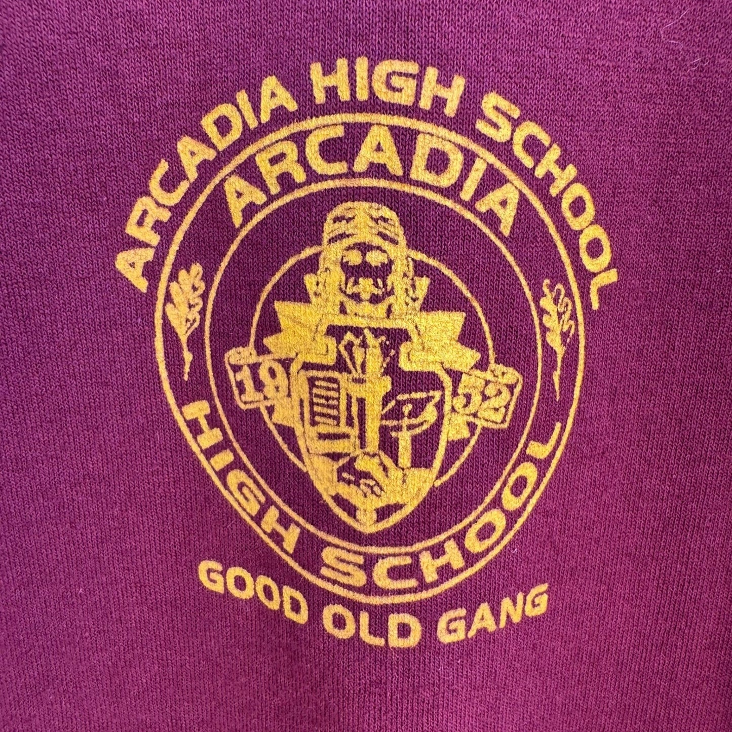 Jerzees Retro Arcadia High School Polo Shirt Mens L Maroon Gold Good Old Gang L