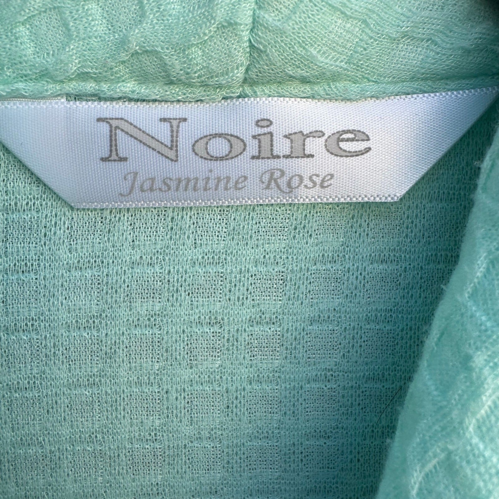 Noire Jasmine Rose Mint Green Waffle Knit Mid Length Robe Large Cozy Loungewear