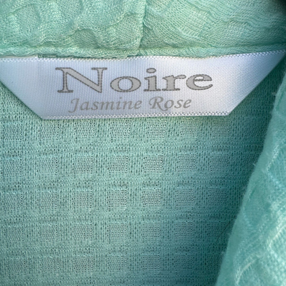 Noire Jasmine Rose Mint Green Waffle Knit Mid Length Robe Large Cozy Loungewear