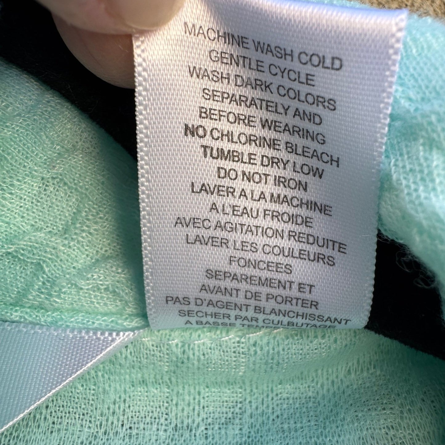 Noire Jasmine Rose Mint Green Waffle Knit Mid Length Robe Large Cozy Loungewear