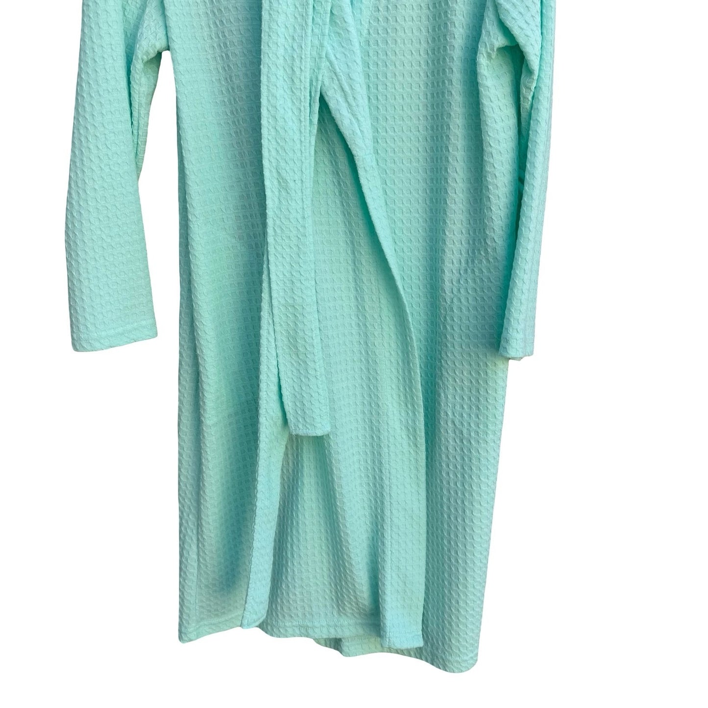 Noire Jasmine Rose Mint Green Waffle Knit Mid Length Robe Large Cozy Loungewear