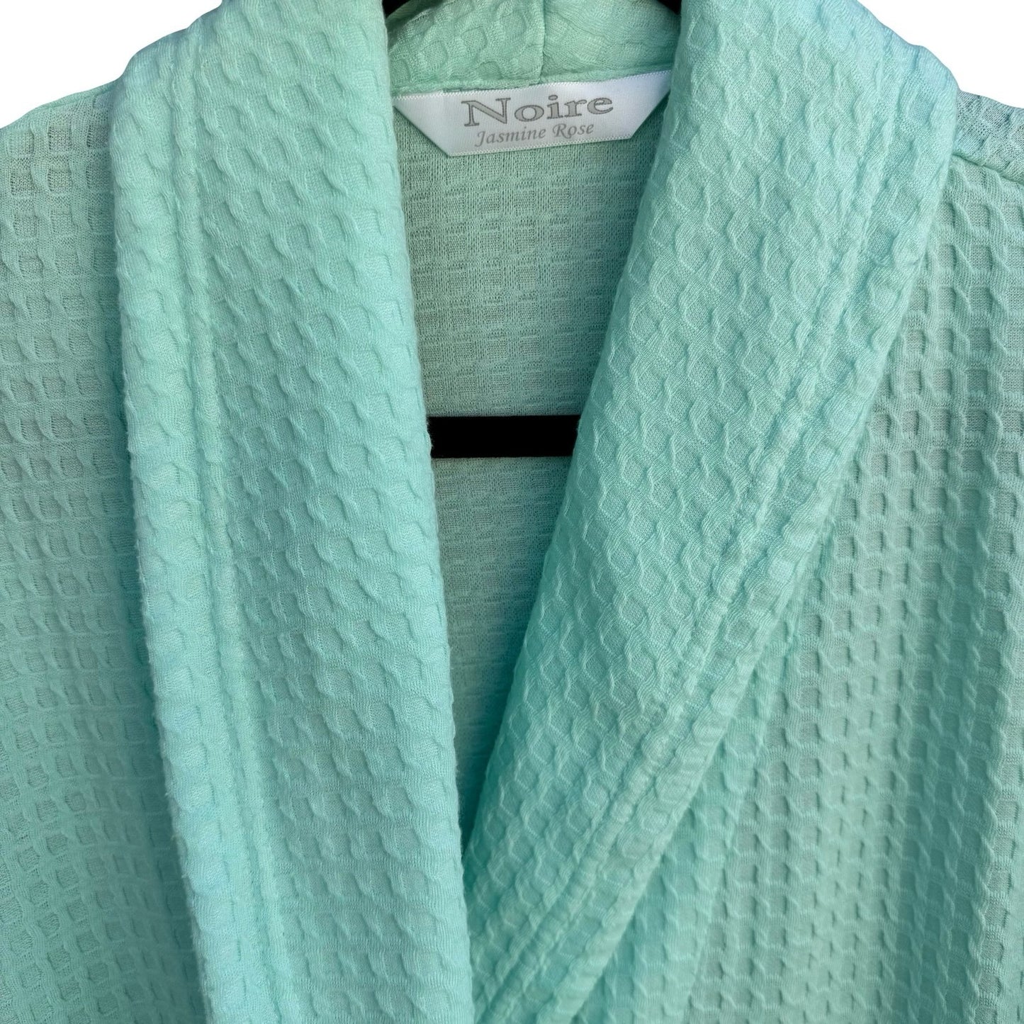 Noire Jasmine Rose Mint Green Waffle Knit Mid Length Robe Large Cozy Loungewear