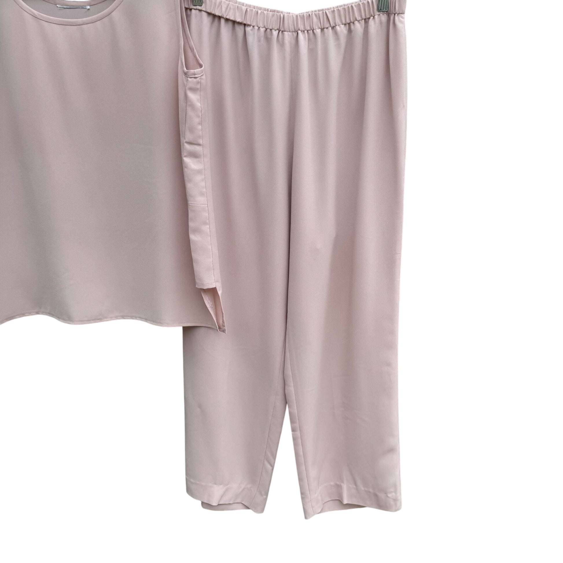 Da Rue For Draper & Damons Sleeveless Blush Pink Side Vent Top & Pants Set 14